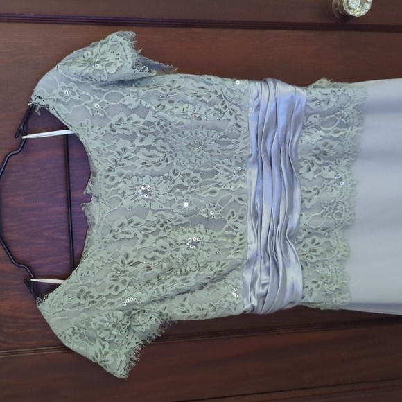 Dancing Queen Sparkly Sequin Lace Gray Short Sleeve Maxi Formal Dress Size 3XL - Picture 2 of 10